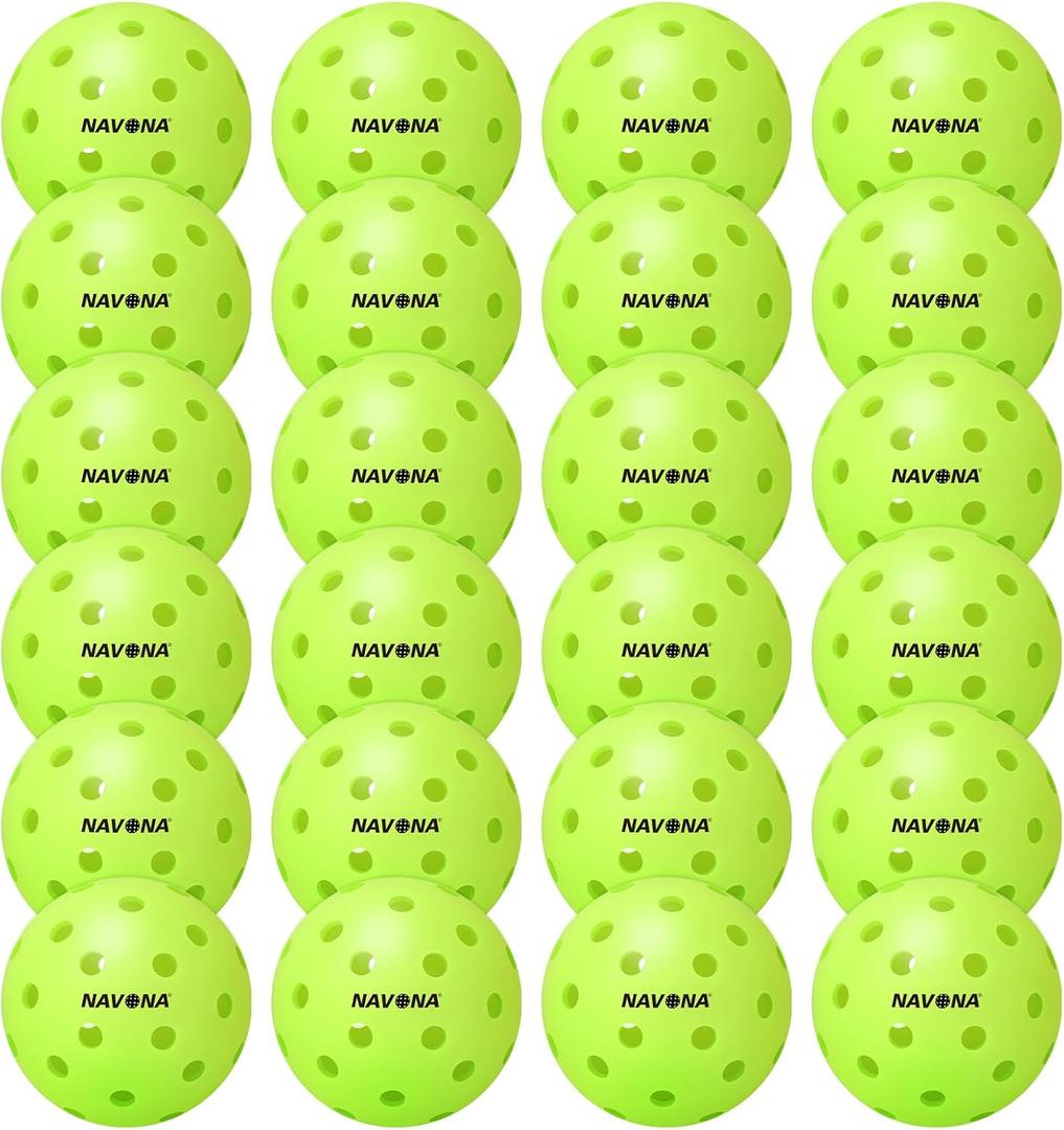 Navona 24 Pack Premium 40-Holes Outdoor Pickleball Balls, Seamless Roto-Molded Design & Durable, Meet USAPA Official Requirement, Durable Pickleballs, High Bounce True Flight, Pickleball Balls Outdoor