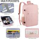 MOMUVO Large Travel Backpack Women, Flight Approved Carry On Backpack, Water Resistant Anti-Theft Large Casual Daypack Fit 17 Inch Laptop with USB Charging Port, Pink