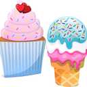 2 Pcs Large Ice Cream Stand for Party 31.5''x19.69'' Candy Cardboard Signs with Glue and Support Frame for Ice Cream Birthday Party Decor Sweet Theme Shop Photo Booth Props Backdrop