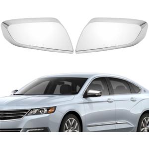 2pcs Mirror Cover Fit for Chevy Impala 2014 2015 2016 2017 2018 2019 2020, Drive & Passenger Side Mirror Shells Caps Accessories Exterior Trim Overlays Replacement Part, Chrome Plated ABS, Stick On