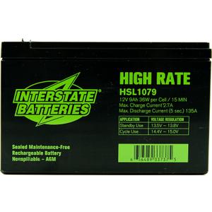 Interstate Batteries 12V 9Ah High Rate Battery (F2 Terminal) SLA AGM VRLA Rechargeable Replacement for APC Smart-UPS, UPS Back Up Systems, Security, Medical Devices (HSL1079)