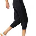 SPECIALMAGIC Women's Capri Pants Cropped Joggers with Pockets Elastic Waist Drawstring Capri Sweatpants (Black, M)