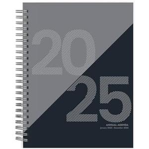 Rileys 2025 Planner - Day Planner 2025 Daily Weekly & Monthly, Flexible Cover, Notes Pages, Twin-Wire Spiral Binding, Agenda Planner, Geographic (8 x 6 inches, Black) 4 PCS