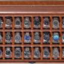 ROTHWELL 24 Slot Watch Case with Lock Luxury Watch Box to Display and Organize Your Collection | Real Glass Top | Premium Storage for Collectors (Tan/Brown)
