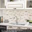 BeNice Backsplash Peel and Stick Wall Tiles for Kitchen,Subway Self Adhesive Linear Mosaic Stickers Bathroom Waterproof(10 Sheets,Rustic Beige Brown)