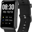 Fitness Tracker No Bluetooth No APP/Phone Required, Fitness Watch for Men Women Parents Pedometer Watch with Sleep Tracker Steps Counter Alarm Clocks IP68 Waterproof (Black)