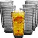 Acrylic Clear Highball Plastic Cups | Plastic Reusable Tumblers 22oz (Set of 6) | Stackable | BPA-free Tumblers | Shatterproof | Top-rack Dishwasher Safe (Gray)
