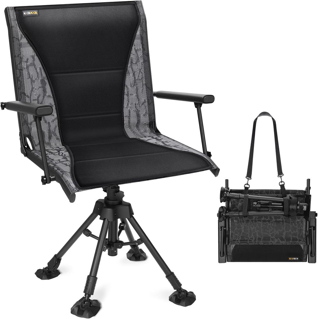 Kalkal Hunting Chair Upgrade 360 Swivel Silent Hunting Blind Chair with 4 Adjustable Legs, Portable Hunting Seat for Deer Turkey Hunting