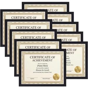 MEBRUDY 8.5 x 11 Picture Frame Set of 10, Black 8.5 by 11 Photo Frames Used for Certificate, Diploma, Document, Degree, Award, Wall Hanging or Tabletop Display