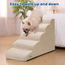 Airpanda 5 Step Dog Stairs for High Bed Pet Steps for Small Dogs, Non-Slip Dog Ramp with Washable Cover, Pet Ladder for High Beds,Beige