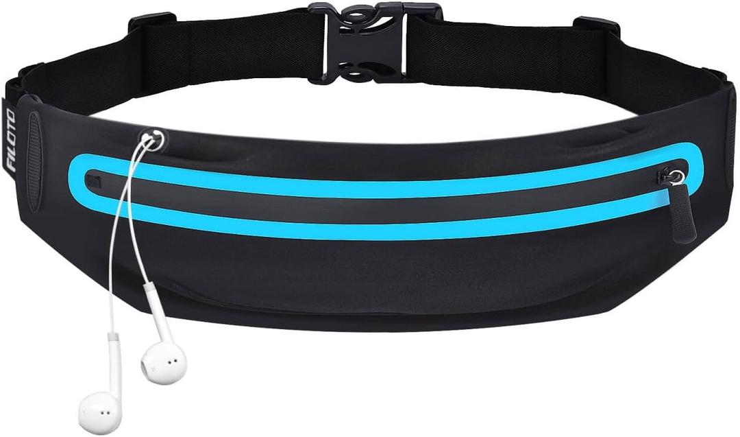 Running Belt Fanny Pack, Running Waist Pack for Women & Men USA Patented Hands-Free Reflective Runner Pouch Belt Fitness Workout Bag No-Bounce Adjustable Sport Travel Fanny Pack Cell (Blue)