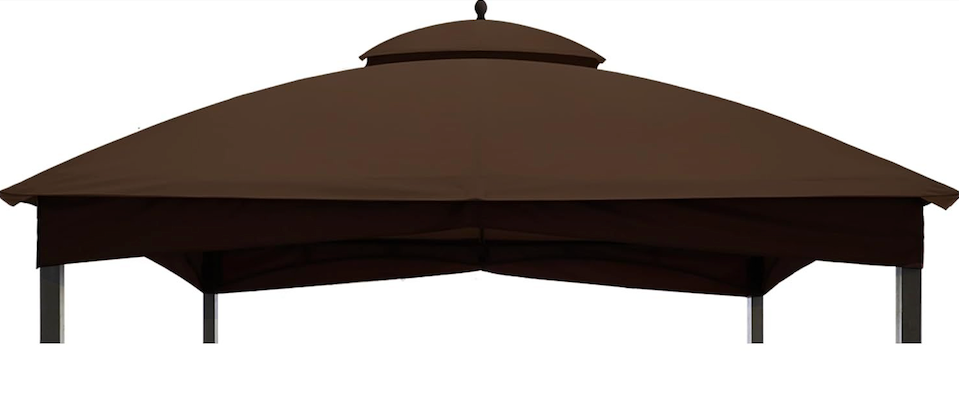 Coastshade Replacement Gazebo Canopy Top for Lowe's Allen Roth Heavy Duty Roof Gazebos Top with Mesh,10x12 Gazebo Cover #GF-12S004B-1, Replacement Top Only (Dark Brown)