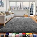 Grey Area Rugs for Bedroom Living Room, Fluffy Gray 4x6 Bedside Shag Rug