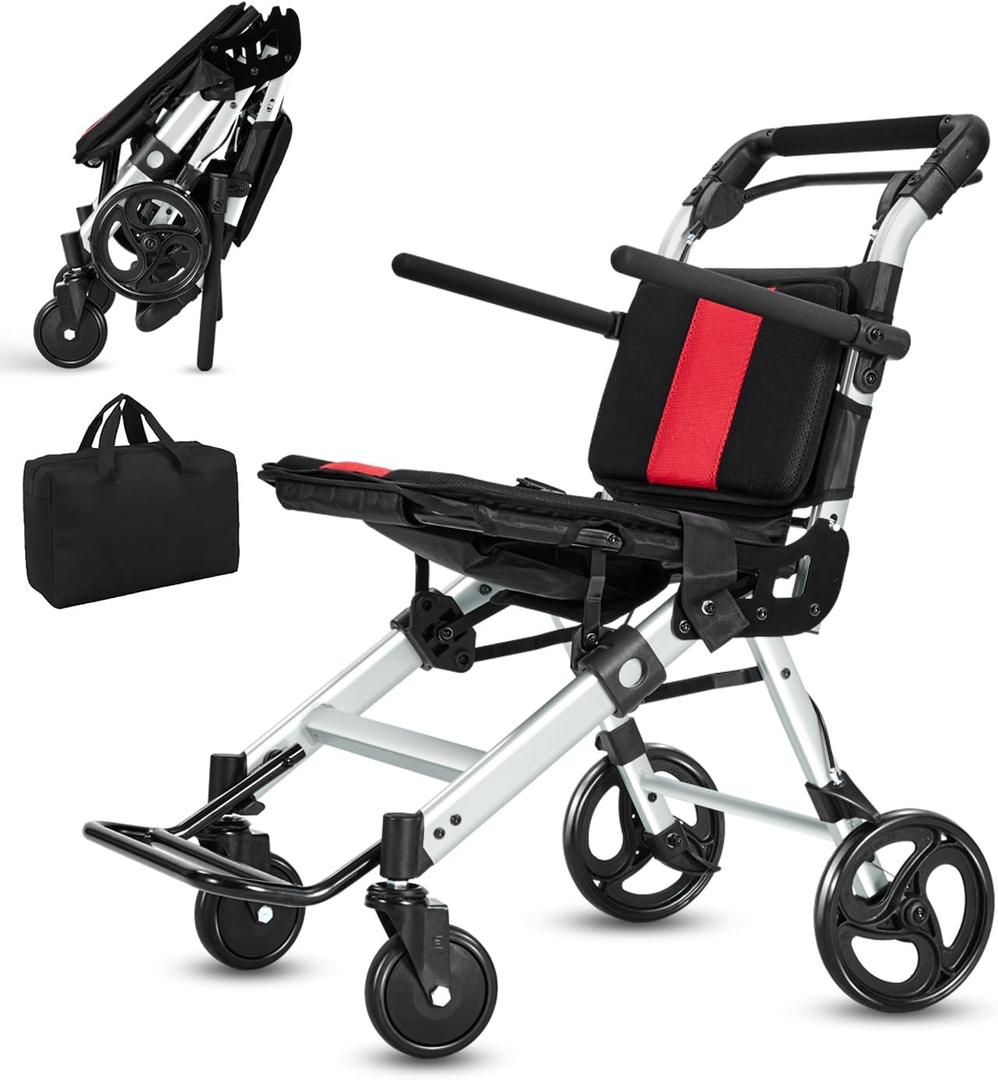 Wheelchairs for Adults,Transport Wheelchair Lightweight Foldable Chairs with Handbrakes,Portable Wheelchair Travel Wheel Chairs for SeniorsUp to 300lbs