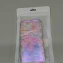 Case for iPhone 14, Colorful Retro Oil Painting Aesthetic Flowers Glossy Design Cute Curly Wavy Edge Easy Grip Soft Bumper Protective Slim Thin Phone Cover Case for Women Girly, Purple