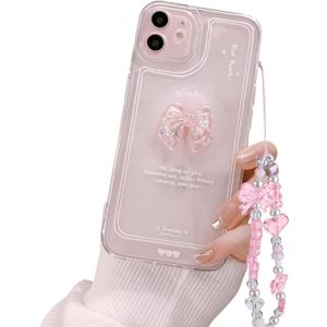 Ownest Compatible for iPhone 11 Cute 3D Pink Bowknot Slim Clear Aesthetic Design Women Teen Girls Camera Lens Protection Phone Cases Cover