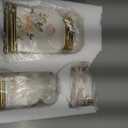 fanquare Floral Canisters with Gold Trim, Ceramic Decorative Countertop Jars, Farmhouse Porcelain Cookie Jar and Sugar Bowl Set with Airtight Lid