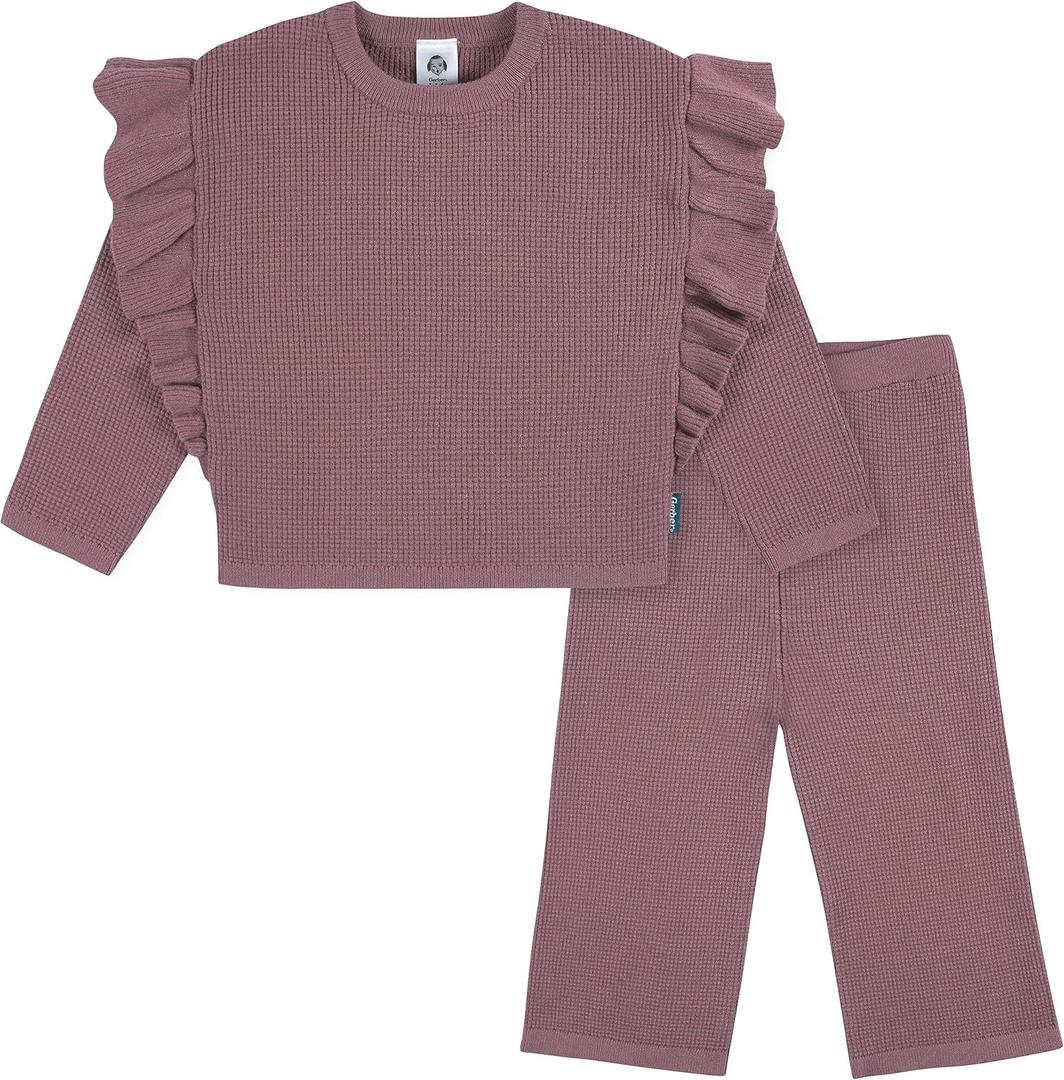 Gerber Baby Girls Toddler Sweater Knit Top and Cropped Pant Set (2T, Pink)