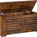 DINZI LVJ Storage Chest, 43.3 Wooden Toy Box with 2 Safety Hinges, Retro Entryway Shoe Storage Bench with Flip-Top, Sturdy Large Storage Trunk for Living Room, Bedroom, Easy Assembly, Rustic Brown