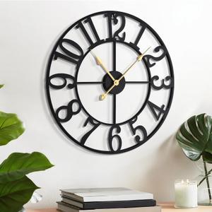 LEIKE Arabic Numeral Wall Clock 16IN Battery Operated Black, Silent Non Ticking, Wall Clocks for Living Room Decor, Small Classic for School, Office, Home, Kitchen, Bedroom