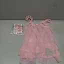 Yearntown Valentine's Lace Mesh Sheer Babydoll Lingerie Dress Set - Singer Costumes with Self-adhesive Red Lip Gems Sticker(Pink,Medium)