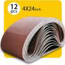 4 x 24 Inch 80 Grit Sanding Belt | Premium Aluminum Oxide Sanding Belt | Premium Sander Sandpaper – 12 Pack