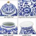 Goaste Blue and White Ginger Jar with Lid, 7.2 Inch Chinoiserie Porcelain Ginger Jars Airtight, Decorative Ceramic Tea Candy Storage Jar, Handmade Vintage Flower Vase for Home Decor, Sugar Nuts Herbs
