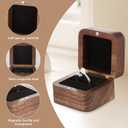 6 Pcs Square Wooden Ring Boxes for Wedding Ceremony Mini Engagement Gift Holder Single Slot Small Storage Box (Black)