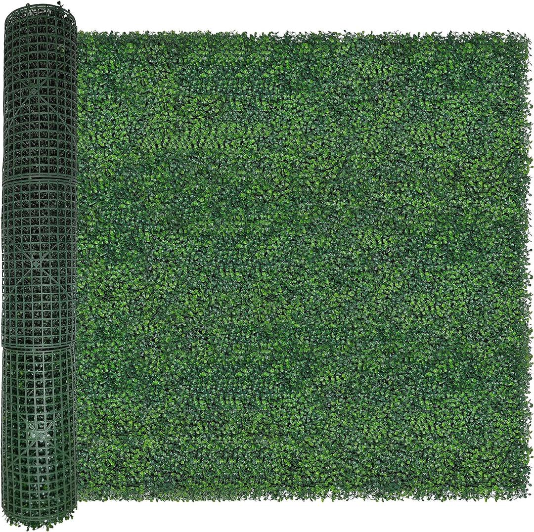 Artificial Boxwood Roll,48x120 in (40 sqft) UV-Anti Faux Ivy Boxwood Hedge Leaf Grass Wall for Patio Balcony Privacy, Garden, Backyard Greenery Wall Backdrop and Fence Decor (Boxwood 48X120 IN)