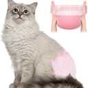 Ambreview Cat Diapers, Stretchy Waist Cats Wraps Disposable Female Cat Diapers for Male & Female Cats Heat Period Pink Diapers Super Absorbent Leak-Proof Diaper for Cats Dogs (10, L)