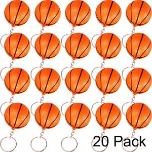Blulu 20 Pack Orange Basketball Keychains for Party Favors, School Carnival Reward, Party Bag Gift Fillers (Basketball Keychains, 20 Pack)