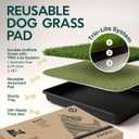 Dog Grass Pad with Tray 23x35 Soft-Touch Artificial Grass Pad for Dogs Potty with Pee Pads Washable & Puppy Porch Potty Tray Dog Litter Box Indoor & Outdoor, Pet Turf for Puppy Toilet Training