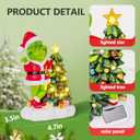 Green Monster Solar Garden Statue with Christmas Tree and 6 LED Lights - Outdoor Figurine - Glossy Resin - Waterproof - Spot Clean - Christmas Decor