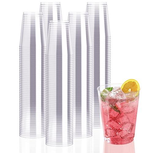 JollyPack 300 Pack Clear Plastic Cups 10 OZ Disposable Heavy-duty Hard Drinking Cups for Christmas, Wedding, Home, Dinner and other Events