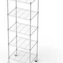 FUXRYTH Garage Shelving with Wheels, 5 Tier Shelving Unit and Adjustable Feet, 865 lb High Capacity Rolling Storage Shelf for Kitchen, Office, Dining Room, Garage(23.6"x 17.7"x 72"), Chrome