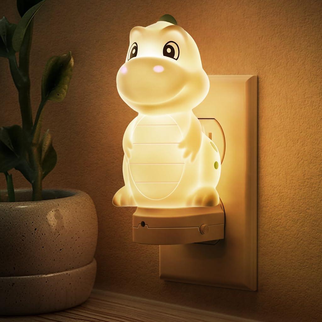 L LOHAS LED Plug in Night Light for Kids, 3D Cute Dinosaur Night Lights with Dusk to Dawn Sensor, RGB+Soft White 3000K Dinosaur Night Light, Christmas Birthday Gift Nightlight for Kids, Room Decor (1 Pack)