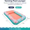 Aqua Inflatable Tanning Pool Lounger, Premium Pool Float with Cupholders and Removeable Pillow for Relaxation and Fun, 71 x 48"