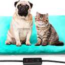 Dog Cat Heating Pad, 6 Adjustable Temperature Dog Cat Heating Pad with Timer, Waterproof Heated Dog Bed with Chew Resistant Cord, Indoor Electric Pet Heated Mat, 28x20in, Green