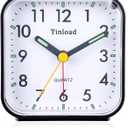Small Battery Operated Analog Alarm Clock Silent Non Ticking, Ascending Beep Sounds, Snooze,Manual Light, Easy Set(Black)