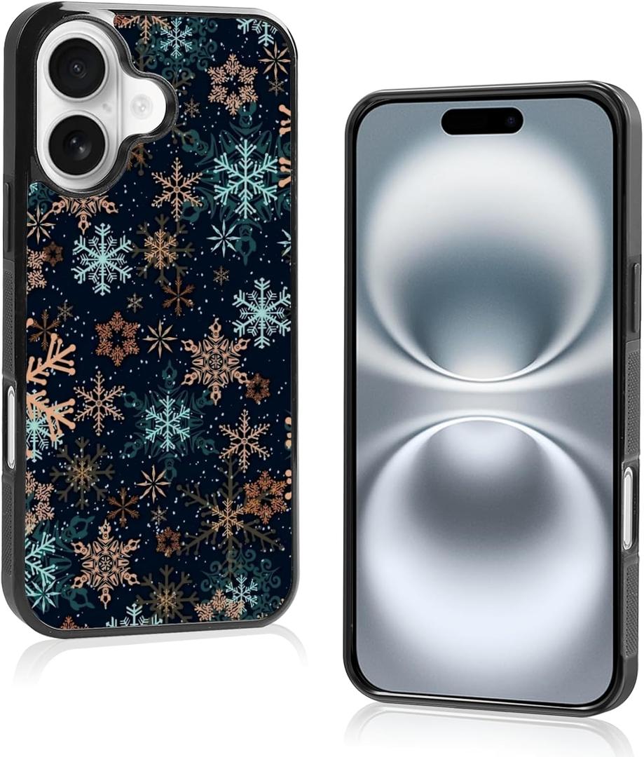Cool Colorful Christmas Snowflake Phone Case: Winter Non-Slip Design Compatible with iPhone 16 Case for Women & Men16