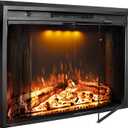 Electric Fireplace Insert, 36 Inches Recessed Fireplace Heater with Adjustable Flame and Top Light Colors, Fire Crackling Sound, Remote Control, Timer, 750W/1500W, Black