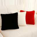 18 x 18 Black Pillow Covers Couch Throw Pillow Cases for Living Room Bed Room Faux Rabbit Fur with Rose Pattern Square Black Cushion Covers for Bed Couch Sofa Chairs