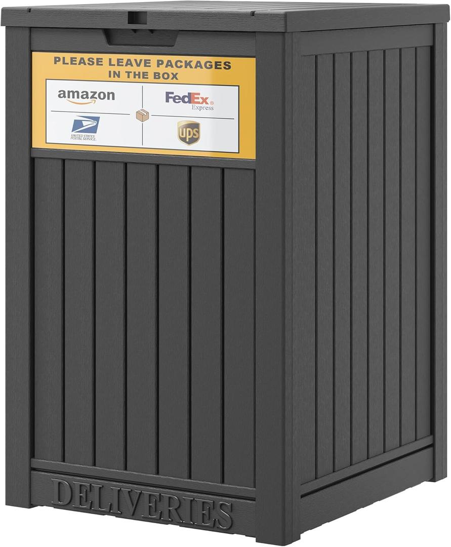 Package Delivery Box for Outside, with Delivery Sign 48 Gallon Storage with Lockable Secure, Large Resin Outdoor Package Drop Container