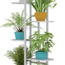 Plant Stand Metal 7 Tier 8 Potted Multiple Flower Pot Holder Shelf Indoor Outdoor Planter Display Shelving Unit for Patio Garden Corner Balcony Living Room, White