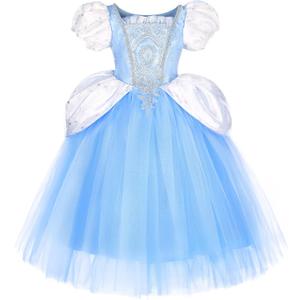 ToLaFio Princess Costume for Girls Birthday Role Play Dress Up Ball Gown Halloween Fancy Party Dress (4-5Years, Cinderella)