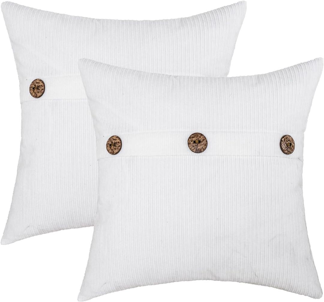 HWY 50 White Chenille Throw Pillow Covers 20x20 Inch with Triple Buttons, Soft Farmhouse Accent Decorative Cushion Cases for Couch Sofa Bed Living Room Pack of 2 HWY 50 White Chenille Throw Pillow Covers 20x20 Inch with Triple Buttons, Soft Farmhouse Accent Decorative Cushion Cases for Couch Sofa Bed Living Room Pack of 2