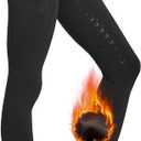 FitsT4 Sports Women's Winter Riding Breeches Fleece Lined Horse Riding Pants Tights Full Seat Silicone Equestrian Breeches (Medium, Black)