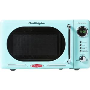 Nostalgia Countertop Microwave Oven with Easy Clean Interior - Retro Microwave with LED Display & Child Lock- Compact 0.7 Cu. Ft. Oven With 12 Pre-Programmed Settings for Quick Cooking- 700-Watts-Aqua (Does not power on parts only), Size: 0.7 Cu. Ft