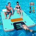 FBSPORT 8FT/10FT Inflatable Floating Dock Platform with Dog Boat Ramp