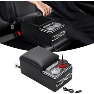 Upgraded Bench Seat Center Console with Extra Large Cup Holder & Phone Holder, Universal Center Console with USB Charging, Central Console for Bench Seat of Car & Truck & Van